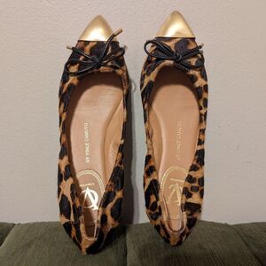 Vince Camuto Signature Chelsie 2 calf hair leopard flats metal toe